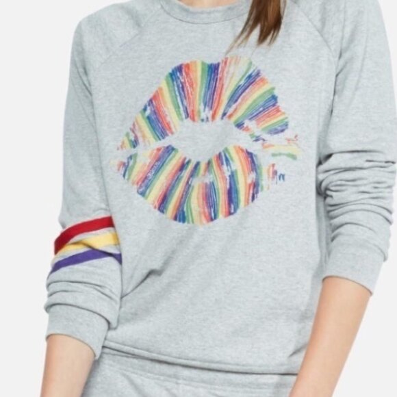 Lauren Moshi Tops - Lauren Moshi Beverly Hills xs lips sweatshirt 👄 💋 🌈